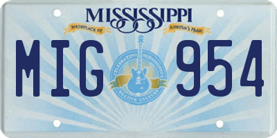 MS license plate MIG954