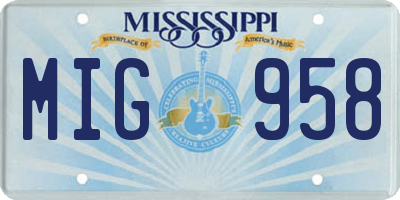 MS license plate MIG958
