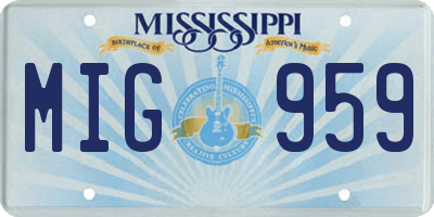 MS license plate MIG959