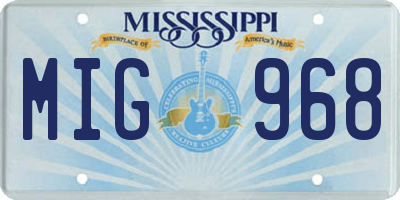 MS license plate MIG968