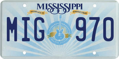 MS license plate MIG970