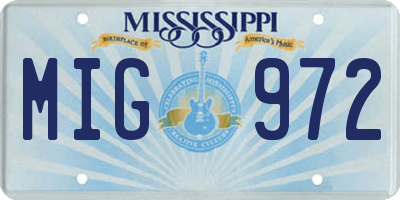 MS license plate MIG972