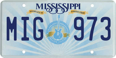 MS license plate MIG973