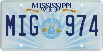 MS license plate MIG974