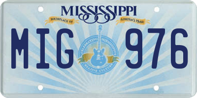 MS license plate MIG976