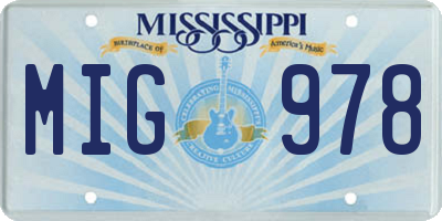 MS license plate MIG978