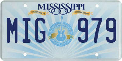 MS license plate MIG979