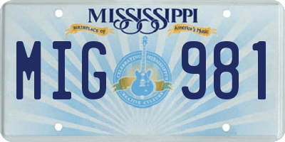 MS license plate MIG981