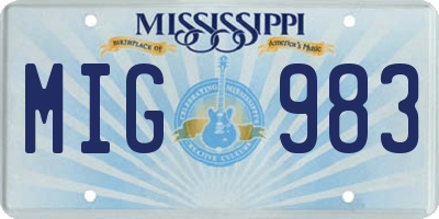 MS license plate MIG983