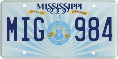 MS license plate MIG984