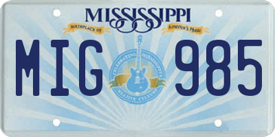 MS license plate MIG985