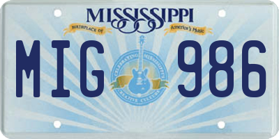MS license plate MIG986