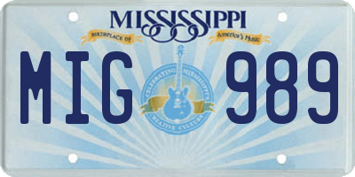 MS license plate MIG989