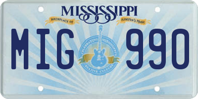 MS license plate MIG990