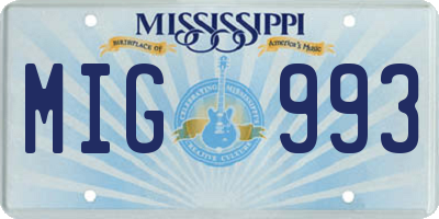 MS license plate MIG993