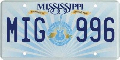 MS license plate MIG996