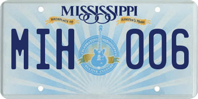 MS license plate MIH006
