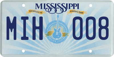MS license plate MIH008
