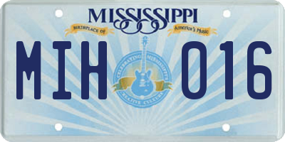 MS license plate MIH016