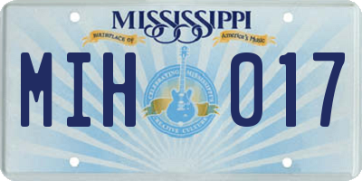 MS license plate MIH017