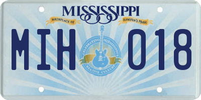 MS license plate MIH018