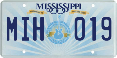 MS license plate MIH019