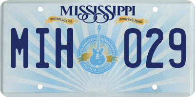 MS license plate MIH029
