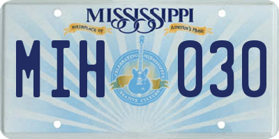 MS license plate MIH030
