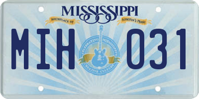 MS license plate MIH031