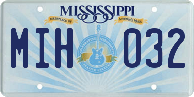 MS license plate MIH032