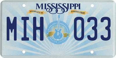 MS license plate MIH033