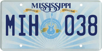 MS license plate MIH038