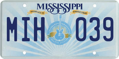MS license plate MIH039