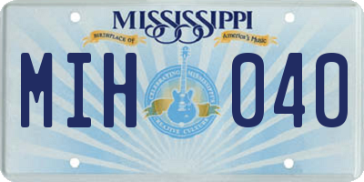 MS license plate MIH040