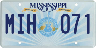 MS license plate MIH071
