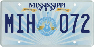 MS license plate MIH072