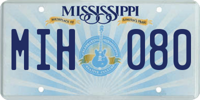 MS license plate MIH080
