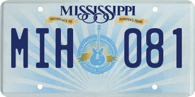MS license plate MIH081