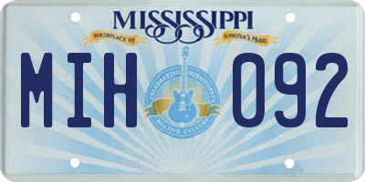 MS license plate MIH092