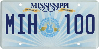 MS license plate MIH100
