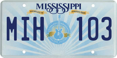 MS license plate MIH103