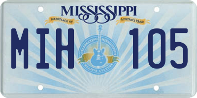 MS license plate MIH105