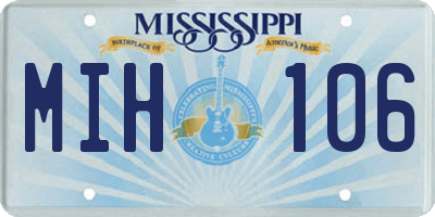 MS license plate MIH106