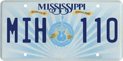 MS license plate MIH110