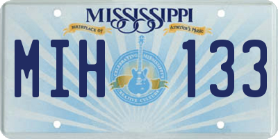 MS license plate MIH133