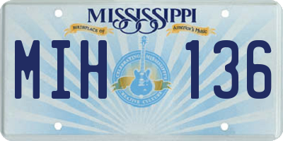 MS license plate MIH136