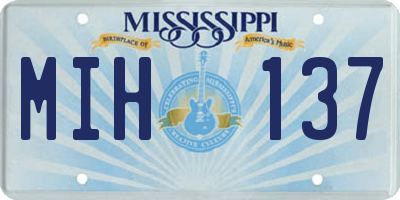 MS license plate MIH137
