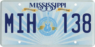 MS license plate MIH138