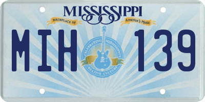 MS license plate MIH139