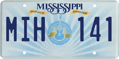 MS license plate MIH141